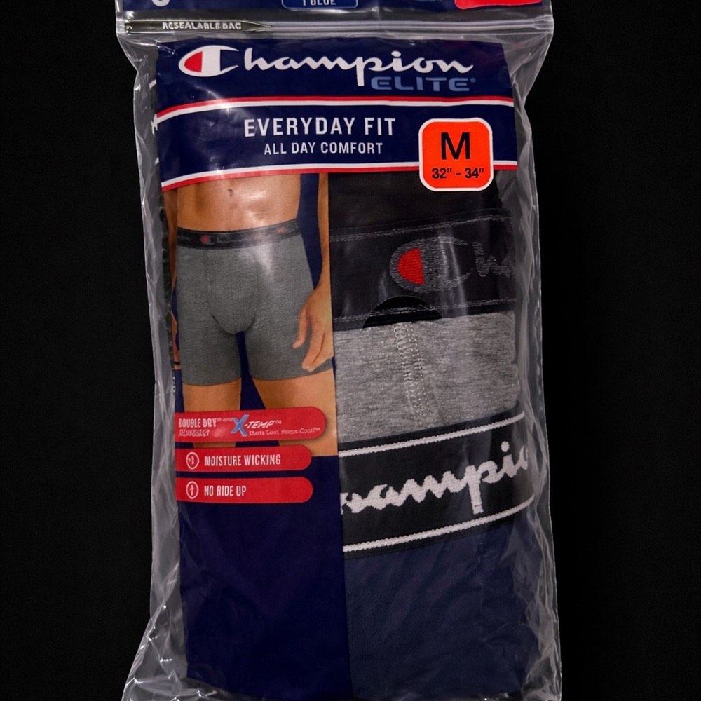 Champion Elite Everyday Fit Boxer Briefs - Gray and Navy
